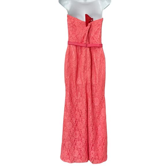 Vintage Jessica McClintock Pink Floral Lace Strapless Mermaid Maxi Dress size 10 - Picture 6 of 14